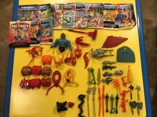 Vintage He - Man Motu Parts Swords,  Axes,  Chest Plates,  Weapons,  Soft Head Faker Torso