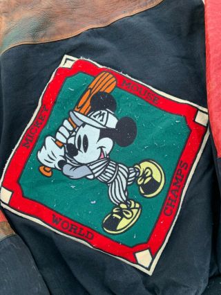 Vintage 1980/90 ' s Disney Mickey Mouse World Champs Leather Jacket Size XXL 2