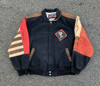 Vintage 1980/90 ' s Disney Mickey Mouse World Champs Leather Jacket Size XXL 6