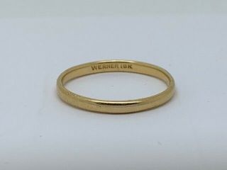 Antique 18k Yellow Gold Werner 2mm Wedding Ring Band Size 7.  5