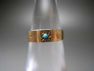 Rare Vintage Southwest Native Indian 10 Kt Gold Turquoise Baby Ring