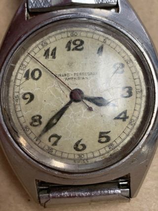 Vintage Girard Perregaux Stainless Steel Amphiban Wristwatch