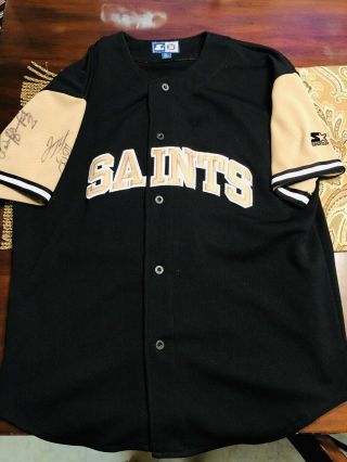Orleans Saints Rare Vintage Xl Baseball Style Jersey Signed Starter Brand