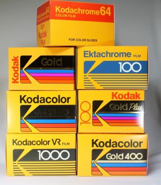 Vintage Kodak Display Film Boxes For 35mm Film - In - Set Of 7