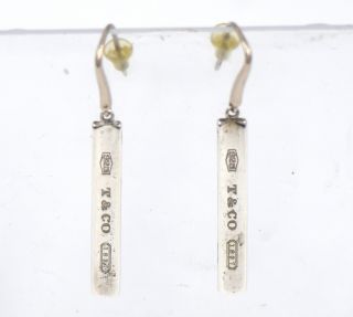 Tiffany & Co Vintage 1837 Bar Dangle Drop Earrings Sterling Silver,  Bag