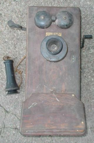 Vintage Wood Wall Telephone Crank Style Western Electric