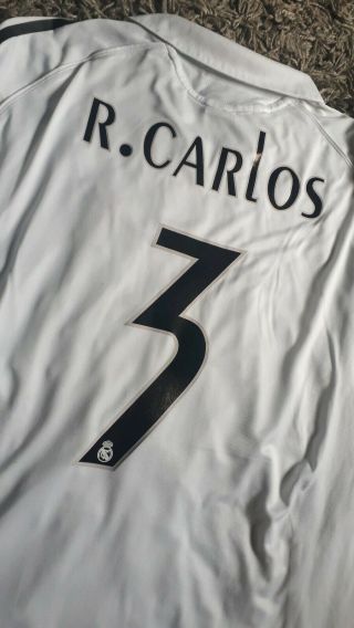 Roberto CARLOS VINTAGE Real Madrid 05/06 home Football Shirt XL Soccer Jersey 3