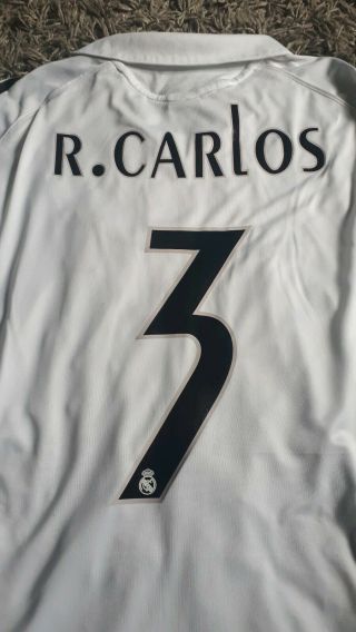 Roberto CARLOS VINTAGE Real Madrid 05/06 home Football Shirt XL Soccer Jersey 4
