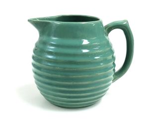 Vintage Bauer Pottery Ringware Jade Green 2 Quart Pitcher 1930’s