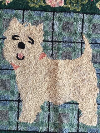 Vtg Claire Murray Handmade Hooked Wool Rug Westie Terrier Dog 2