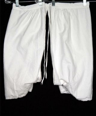 Rare French Antique Victorian - Edwardian White Cotton Flannel Bloomers 32 " - 36 " W