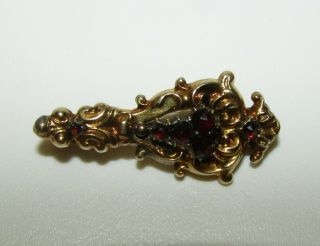 CHARMING,  RARE,  ANTIQUE GEORGIAN 9CT GOLD HALLEY ' S COMET BROOCH WITH FINE GARNET 2