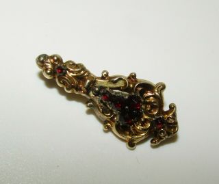 CHARMING,  RARE,  ANTIQUE GEORGIAN 9CT GOLD HALLEY ' S COMET BROOCH WITH FINE GARNET 4