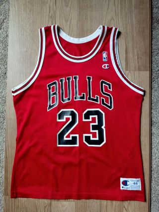 5/5 Vintage Champion Chicago Bulls Micheal Jordan Jersey Red 23 Sz 44 Round Two