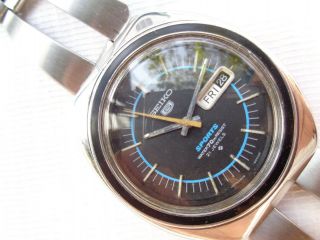 Rare Vtg Japan Ss Seiko Sports Blue Dial 6119 - 8450 Mens Automatic Wristwatch