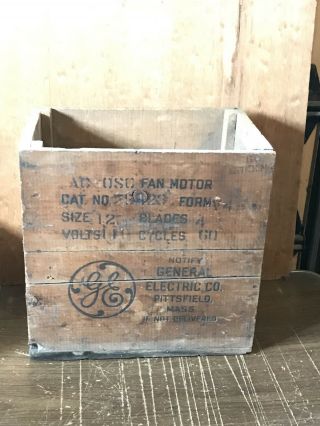 Advertising Wood Crate Ge General Electric Fan Crate Rare