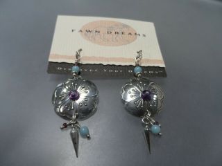 Vintage Tabra Fawn Dreams Sterling Silver Earrings With Glass Beads