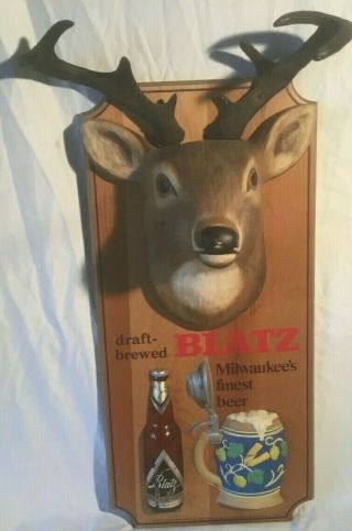 Vintage Blatz Beer Deer Mount Buck Head Advertising Sign