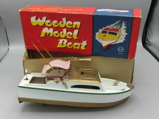 Vintage Union Brand Toy Wooden Boat Model / Battery Powered / Detailed - Japan