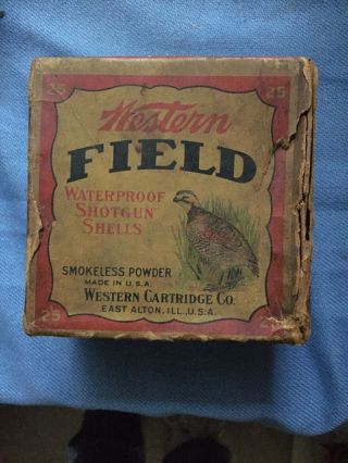 Western Field 12ga Standing Quail Box,  “rare” 2 Pc Shotgun Shell Box - - - - Empty