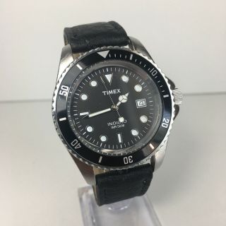 Rare Timex “submariner” Diver Watch Black T29781 Date Luminous Runs Read