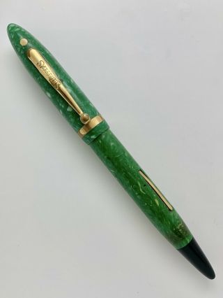 Vintage Sheaffer Balance Dialer Quiller Taper Fountain Pen Jade Green 14k Parts