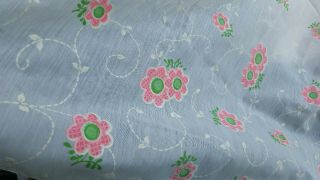 Vintage White Sheer Fabric With Pink And Green Flowers 3 Yards By 45 Inches 4