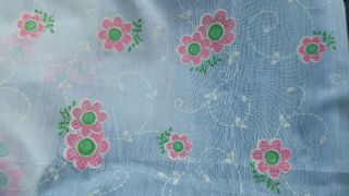 Vintage White Sheer Fabric With Pink And Green Flowers 3 Yards By 45 Inches 5