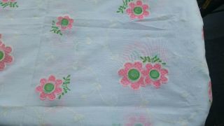 Vintage White Sheer Fabric With Pink And Green Flowers 3 Yards By 45 Inches 7