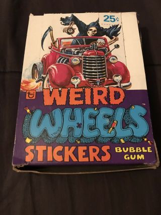 Vintage 1980 Topps Weird Wheels Stickers Box,  28 Wax Packs Rare Trading Cards