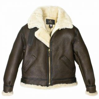 Wwii Shearling Bomber Fur Real Leather Jacket For Men Biker Cafe Racer