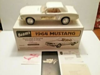 Vintage Jim Beam 1964 Ford Mustang White/cream Decanter Box & Paperwork