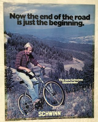 Vtg Schwinn Sidewinder Bicycle Poster Sales Bike Shop 1981 80’s 28”x22”