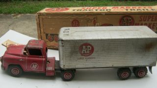 Rare Vintage Marx A & P Supermarkets Tin Litho Tractor - Trailer Truck