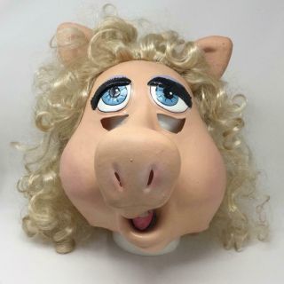 Vtg Miss Piggy Latex Costume Face Mask