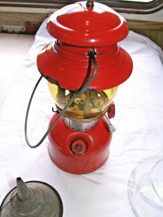 Vintage 1956 Coleman Lantern 200A Red with Amber Glove xtra clear Glove 7 56 8