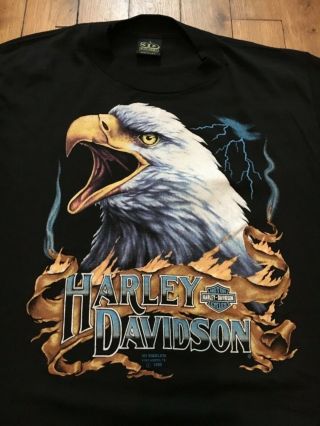 Vintage Harley Davidson 3 D Emblem Shirt L 1990 Nos T - Shirt Og