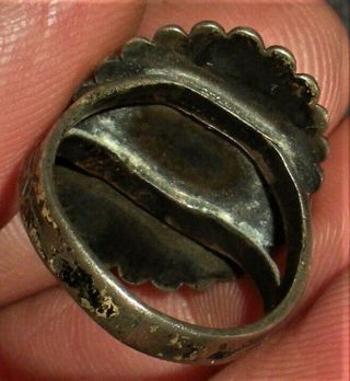 ANTIQUE c1930 NAVAJO STERLING SILVER RING TURQUOISE CONCHO FACE ARROW STAMP vafo 4