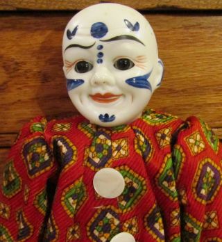 Antique 11 " German Bisque Htf Mystery Doll Painted As Clown