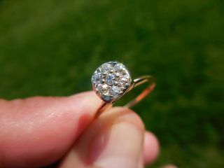 Ladies Vintage Estate Diamond Cluster Raised 14k Setting Sz 7.  5 Cocktail Ring