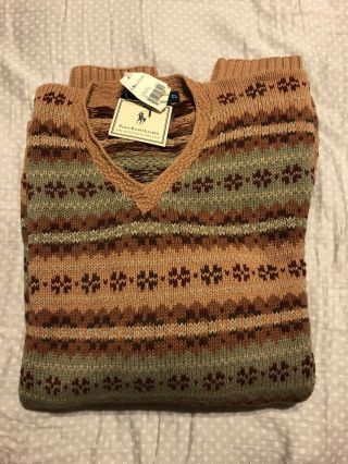 Men’s Vintage Polo Ralph Lauren Hand Knit Sweater Xl X - Large From 2001 - 2004 $202