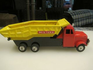 Vintage Tin Litho Western Friction Dump Truck - Toy - Japan B0472