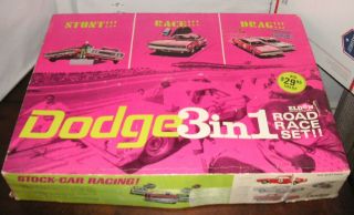 Complete Vintage 1968 Eldon Dodge 3 - In - 1 Slot Car Stunt,  Oval,  Drag 1/32