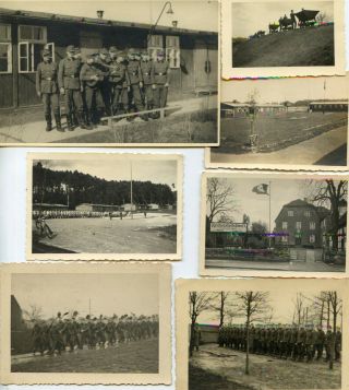 7 X Photo Ww2 German R.  A.  D.  Men Troops - Camp Wwii 559