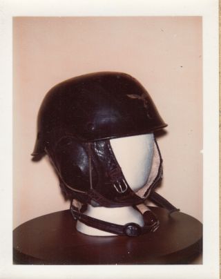 1970 Polaroid Snapshot Photo Wwii German Luftwaffe Helmet 10