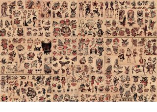 Sailor Jerry Vintage Traditional Style Tattoo Flash 48 Sheets 11x14 " Artwork Usa