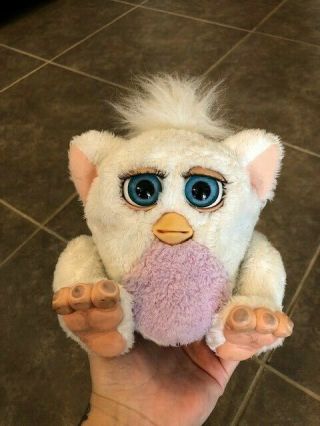 Vintage 2005 Furby Baby White And Purple Tiger Electronics Rubber Feet
