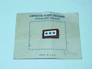 Ww2,  Us Armed Services Son - In - Service Pin,  3 Stars,  Sterling,  Pinback,  On Card