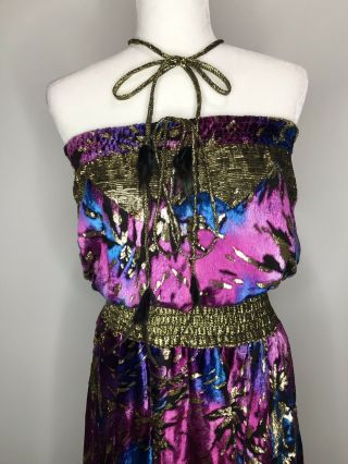 Vintage Diane Freis Limited Edition Silk Dress Sz M/L Strapless 3