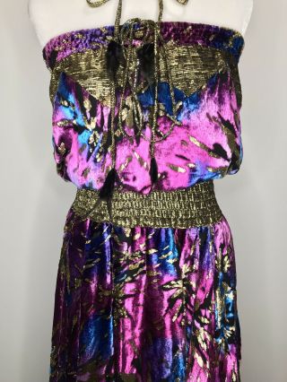 Vintage Diane Freis Limited Edition Silk Dress Sz M/L Strapless 4